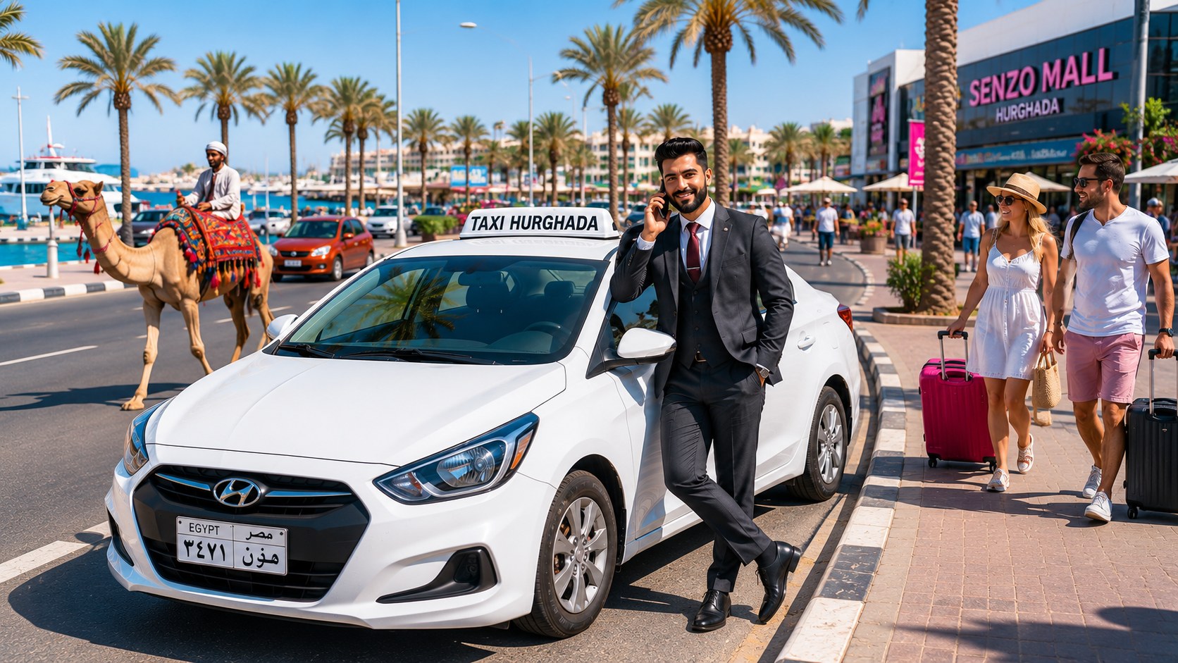 Taxi Hurghada car near Senzo Mall and palm street